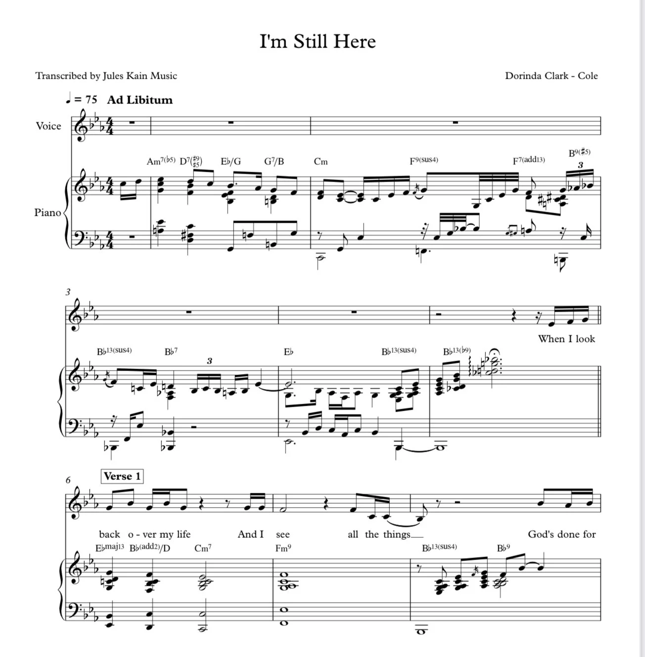 Gospel Sheet Music Transcriptions - Gospel Chord Charts